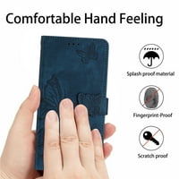 -Lion za kofer novčanika iPhone, Flip Folio poklopac sa reljefnom leptir PU kožnom magnetskom zatvaračem za pričvršćivanje za ručni ručni nosač za iPhone 11, plavi