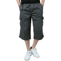 Odeerbi Men Capris Workout Shorts Gym Shorts Plus size Pamuk Multi-džepni trošak otpornih na košulje useljene pantalone sive