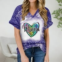 Mama majica s majicama s vratima od tiskanih na vratu za žene ispod $ klirinca ljubičasta 10