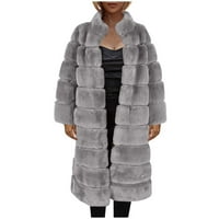 Cardigan za žene Ženske modne ženske dame toplo Furry Curry kaput jakna Zimska solidna V-izrez odjeća