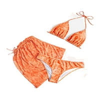 Sve preko tiska Halter Orange Plus veličine Bikini setovi