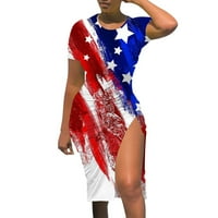Dan nezavisnosti Žene Američki zastava Uzorak Ležerne prilike za crtanje Slim haljina od srpnja Cvjetni
