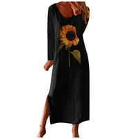 yotyukeb ženske haljine casual suncokretov print dugih rukava ruff haljina ispis boho sundress