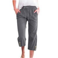 Smihono ponude Moda Žene Ležerne prilične boje elastične hlače Ravne široke pantalone za noge sa džepom