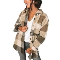 Powerdelu ženski plaćeni paket casual prevelizirane flanelne dugih rukava na vrhovi jakne za majicu