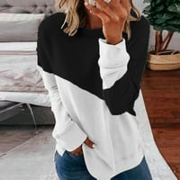 Ženska ležerna uboda kontrastna boja dugih rukava pulover na vrhu crne xl