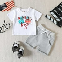 Toddler Boys Dan nezavisnosti jula Kratki rukav Pismo otisci majice TOWS Shorts Outfits Baby Boy Suit