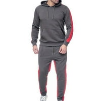 Muškarci TrackSuit pulover dukserice s kapuljačom dugih rukava joggers dno postavi sivi xl