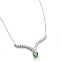 Ogrlica za prong sa umjetnim okruglim rezom smaragdno dijamant i sjajan melee by Diamond Essence set u srebru sterlinga