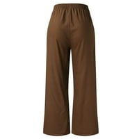 Ženske casual hlače hlače elastične struke udobne pantalone sa džepovima Žene ležerne čvrstog m