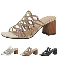 Fabiurt ženske sandale Ljeto Novi uzorak ukras od rhinestone modne sjajne četvrtaste pete guste pete