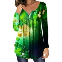 Scyoekwg ženski vrhovi Dressy Casual Sw. Patrick's Dnevna košulja za tiskane majice St. Patrick Trendy