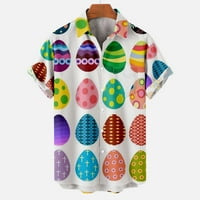 Muške grafičke košulje u boji Šarene Uskršnje kuniće Dino jaja Ispiši gumb Up kratki rukav slatki odmori
