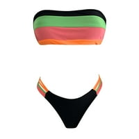 Kupanje set push-up kupaćih kostimi u boji obojene trake za žene podstavljene kupaće odjeće bikini kupaći