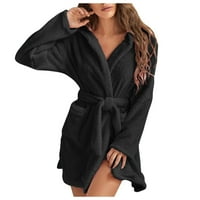 DrpGunly pidžame za žene s kapuljačom runom ogrtačem lagana mekana plišana duga flanelna odjeća Fleece