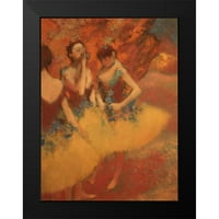 Degas, Edgar Black Moderni uokvireni muzej umjetnički print pod nazivom - Tri plesača u žutim suknjem
