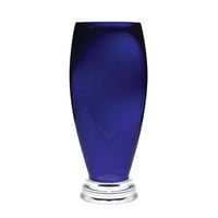 Staklo - Foot Okrugla vaza - Cobalt - 14 H - vrhunska kvaliteta - ručno izrađen od strane Barskog -