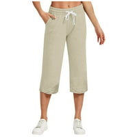 Umitay Ljetne ženske hlače za ženske hlače Solidne nepravilne hlače Ležerne prilike za ženske kaprike