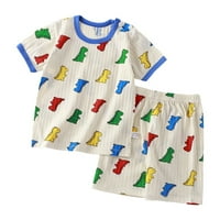 TOSMY Ljeto Novo Dječja slatka crtani uzorak kratki rukav majica + kratke hlače Ležerna za dvije postave