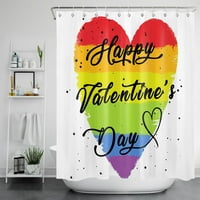 Sretan dnevni tuš za valentinovo šareno srce u obliku kupaonice za zavjese za tuš kabine, romantična duga od poliestera vodootporna trajna tkanina kupatila sa kukama