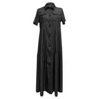 MAFYTYTPR Zimske padne haljine za žene dugih rukava modni ženski gumb labavi čvrsti V-izrez Lmitacija