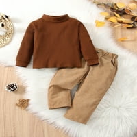 Toddler Kids Boys Outfits Pletene Ribed Turtleneck Dugi rukavi pulover dugih rukava + Corduroy hlače