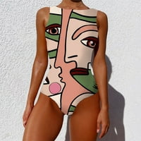 CPTFADH bikini setovi za žene plus veličine Žene Graffiti Sažetak Ispiši široke kaiševe High vrat Back