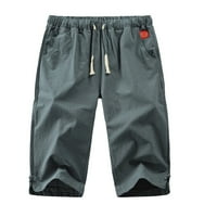 Katalem muškarci s hlače s elastičnom pojasom Površine modne pantalone Posteljina čvrsti zavojni džepovi