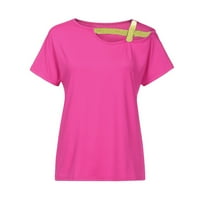 Hanas vrhovi ženske modne ljeto labavo s majicom na ramenu kratki rukav vrhovi bluza vruća ružičasta