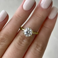 Solitaie Moissinite Diamond Angažman prsten minimalistički 14K Solid Gold Skriveni halo moissinite Diamond
