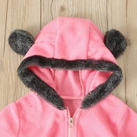 Toddler Baby Boys Girls Hoodie Jumpsuits plišani zimski kaput dugih rukava patentni zatvarač uho tople