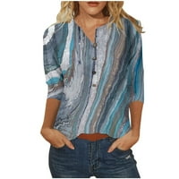 Sinimoko ženski rukav s rukavima odštampanog okruglog vrata Okrugli vrat Basic Tunic Tops T-majice Bluze