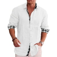 Metalni bluza Muškarac Dnevno pamučno posteljina majica s dugim rukavima Hipi Casual Beach T majice sa bluzom gumba