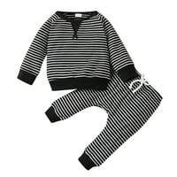 Dječja dječaka Dječja odjeća Striped patchwork dugih rukava na vrhu pamučne elastične strugove hlače pantalone za spavanje Pajamas outfit set odjeća dječja odjeća set