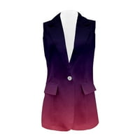 Eczipvz jakne za žene Ženske bez rukava Otvoreno Prednja odjeća odijelo Vest dugme Rever Ležerni kardigan