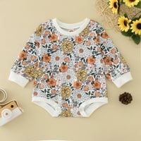 Unise Baby Oneye Onege s dugih rukava Rompers Bodysuit odjeća cvijet Ispis Narančasta mališana slatka dnevna igra