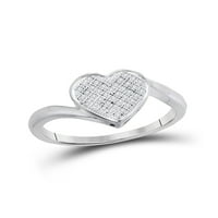 Dijamantna princeza sterling srebrna ženska okrugla pave-set Diamond Heart Cluster Ring CTTW