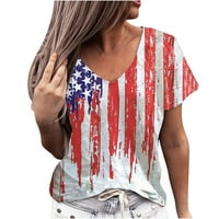 Kakina s majice za žene plus veličine Ljeto V-izrez kratkih rukava s majicama majica za bluze grafički