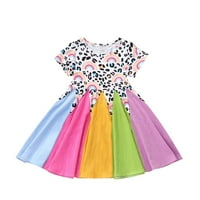 Djevojke Rainbow Tutu Dess 4- Godine Toddler Kids Baby Girls Moda Slatka kratki rukav Slatki dugi ubodeći