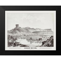 Sjaj crno moderno uokvireni muzej umjetnički print pod nazivom - zelena rijeka Wyoming - Glover 1875