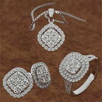 Miyuaadkai prstenovi izvrsne prstenove ogrlice nakit set za žene Diamond cirkon lanac privjesak vjenčani enagement godišnjica rođendana valentinov pokloni za ljubitelje nakit srebrne 10