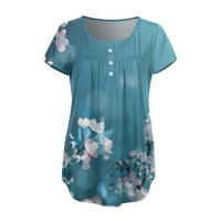 T majice za žene pokloni Trendi cvjetni uzorak Sakrij trbušni tunik Summer Henley Slatke Dressy Bluze