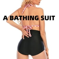 FVWitlyh bikini setovi za žene kupaće kratke hlače za žene s dva retro polka dot Halter High Squik bikini