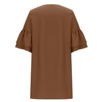 Ljetne haljine za prodaju za žene za žene kratki rukav košulju u boji V-izrez Maxi Loose Fit svakodnevno