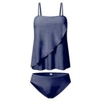 Ženski kupaći kupaći kostimi, kupaći kostimi od pune boje tankim timnim gumenim zamotačem BRA odvojeni
