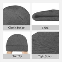 Pozdravni uzorak pleteni beanie šešir, zimske kape meke tople klasične šešire za muškarce, duboko heather