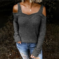 Pleteni džemper Y2K Solid Trendy Regularni slatkiš s dugim rukavima, pulover dugih rukava za žene za