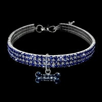 Slatki mini kućni ljubimac Bling Rhinestone Chocker ogrlice zamišljene ogrlice za pse plava