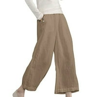 Ženska hlače Prodaja za čišćenje Žene višestruko pune boje pamučne posteljine labave casual široke noge Capris kaki l p17127