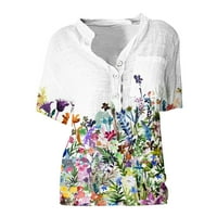 Ženske majice kratkih rukava vrhovi Boho cvjetne košulje s majicom V-izrez Ležerne prilike za prsa mama